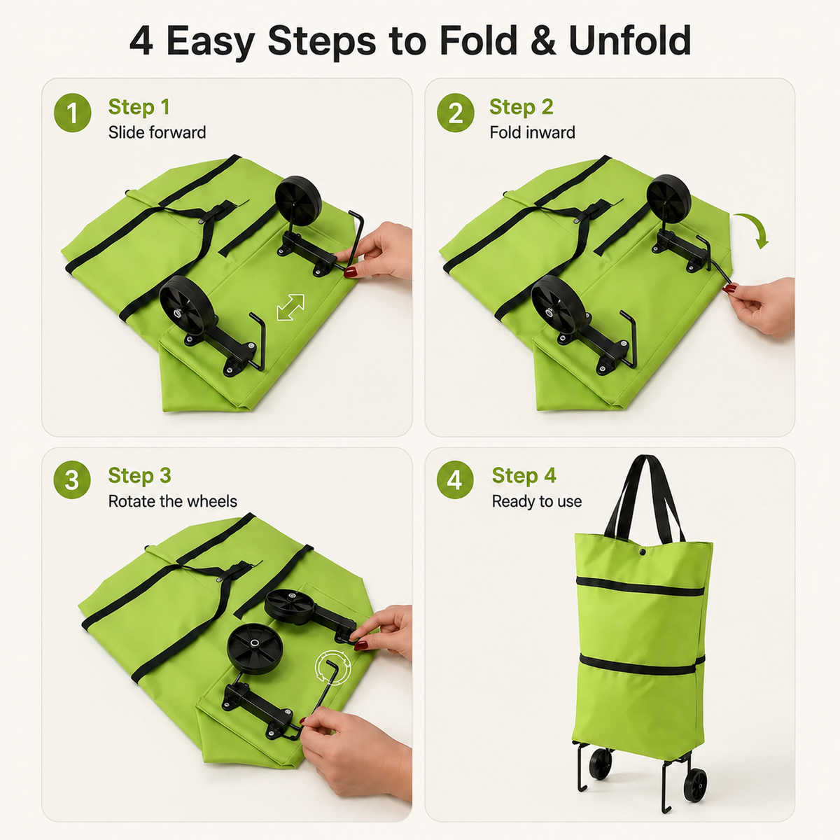 đŸ›’2-in-1 Foldable Shopping Cart✨Portable Lightweight Grocery Trolley