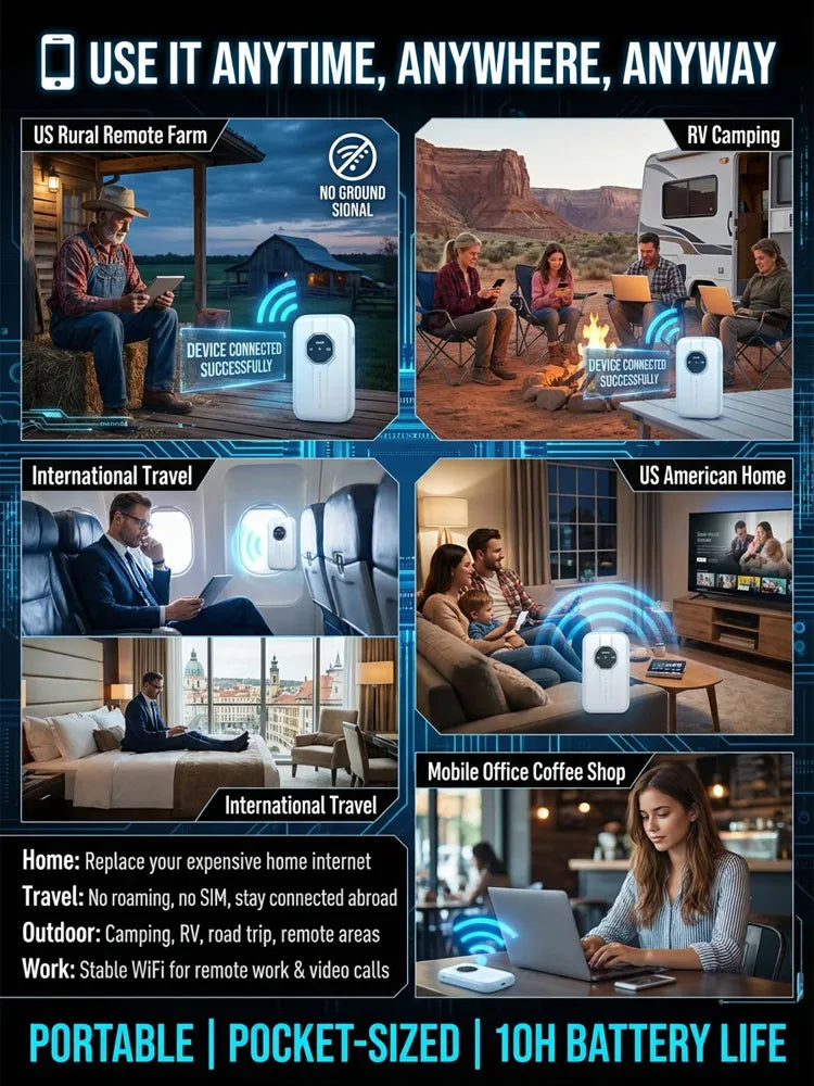 Buy 2 Free shipping🎁Next-Gen Satellite WiFi6+ Portable Router - 500Mbps Stay connected all day with our pocket router- Nationwide Clearance