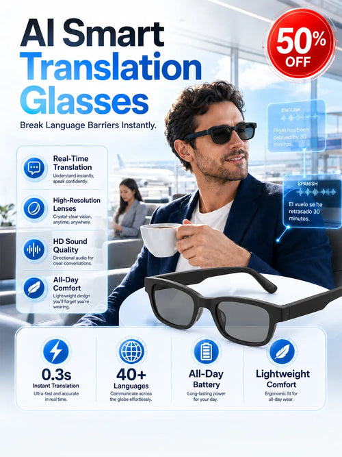 Flagship AI Smart Glasses: 3-in-1 Reading, Sunglasses & AI Glasses. Features Auto-Focus & Smart Tint Tech!