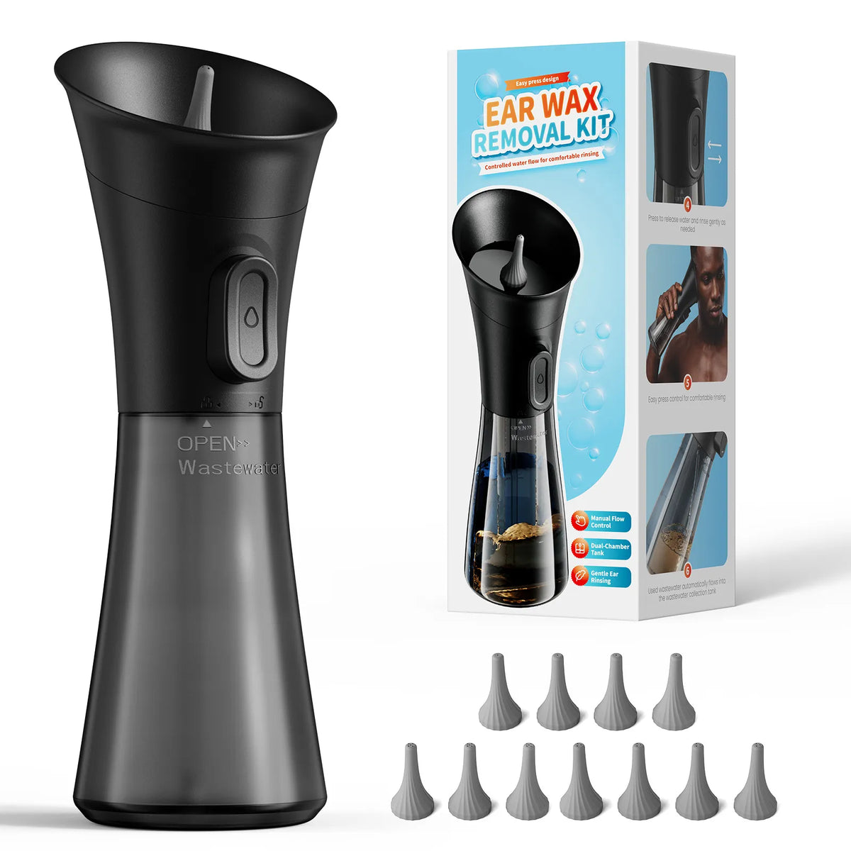 ENT-Approved Home Ear Irrigation Micro-Clinic System – German-Engineered Vortex Pulse Wax Removal Kit Compliant with AAO-HNS Guidelines (Save $1400+ on Clinic Visits!)
