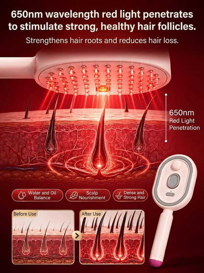 A multifunctional, leave-in essential oil hair care comb with red light therapy—instantly smooths hair, provides salon-grade scalp care, effectively prevents hair loss, and promotes hair regrowth!