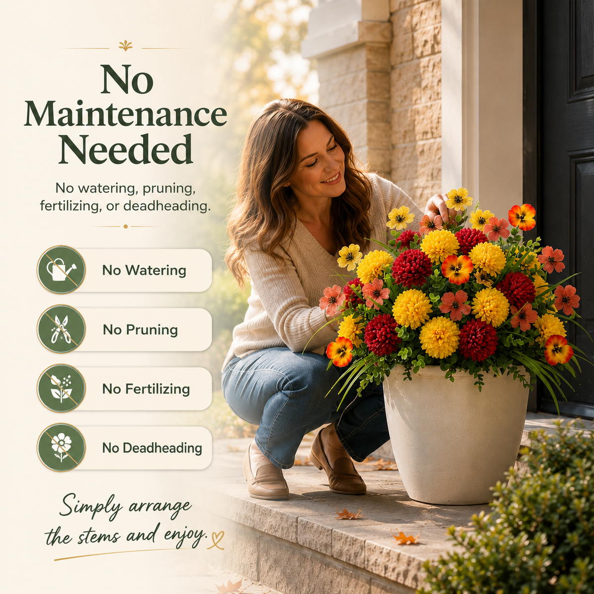Artificial Fall Flower Set – UV-Resistant, Wind-Resistant & Fade-Resistant
