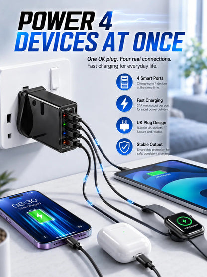 Improve Your Phone's Battery Life⚡4-in-1 Travel Charger🚀 Make your 4-year-old smartphone charge faster than a new one